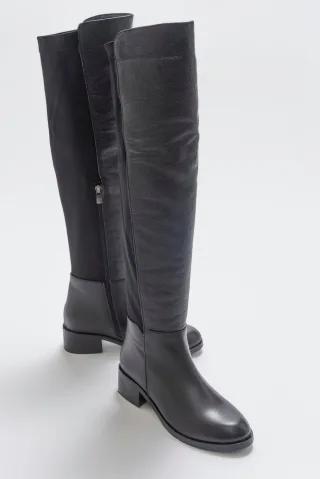 Cassie Leder Knieholer Stiefel