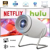 BUFO 4K Mini Beamer Portable 130 Zoll, 180° Rotatable, Auto Keystone Portabler Projektor (150 lm, 1500:1, 1280 x 720 px, Mini Beamer mit HDMI/TV Stick/USB / PS5 (L), WiFi 6 und Bluetooth 5.4)
