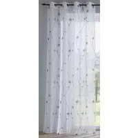 Kutti Vorhang Nelly (1 St), Ösen, halbtransparent, Voile, mit praktischen Ösen, halbtransparent, modern bestickt Kreise grau
