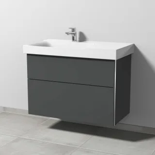 Sanipa 3way Waschtischunterbau zu Geberit Xeno2 Waschtisch mit 2 Auszügen, Anthrazit-Matt BR66222
