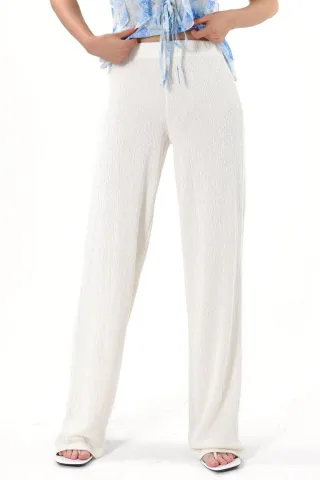 Hochtaillierte gerade Crepe-Hosen mit Schlitz