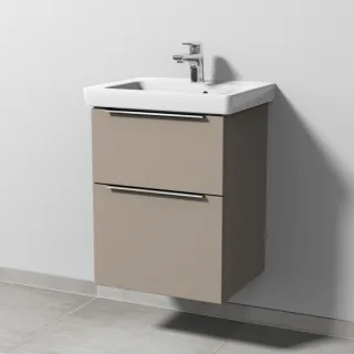 Sanipa 3way Waschtischunterbau zu Villeroy & Boch Subway 2.0 Waschtisch mit 2 Auszügen, Sandgrau-Mat UF61067