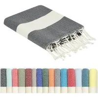 furora HOLIDAY Strandtuch groß 100x200 cm Strand Tuch, aus Baumwolle, Hamamtuch Badetuch, leicht, lang, dünn & kompakt