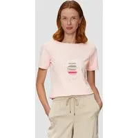 s.Oliver Kurzarmshirt T-Shirt T-Shirt mit Metallicprint auf der Front