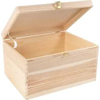 Creative Deco Holzkiste Natur mit Deckel und Schloss, Erinnerungsbox Baby Groß Holzbox mit Deckel Unlackiert Kasten