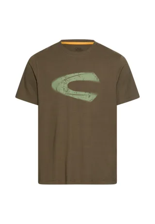 camel active - T-Shirt mit Logoprint aus organic Cotton dark olive green - Gr. - L