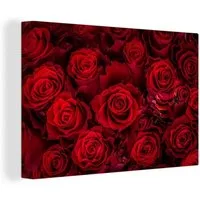 OneMillionCanvasses® Leinwandbild Blumen - Rosen - Rot, Fotodruck (1 St), Leinwand Bilder Klein, Wand Dekoration Aesthetic 30x20 cm