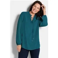 GOLDNER Chiffonbluse Kurzgröße: Elegante Jersey-Bluse mit Rundhals Viskosebluse mit Rundhalsausschnitt und Langarm