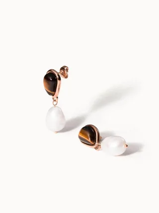 PURELEI Tiger's Eye Pearl PerlenPerlenohrringe