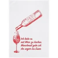 17,30 Hamburg Geschirrtuch LIEBE ES MIT WEIN ZU KOCHEN: MANCHMAL SOGAR INS ESSEN, (1-tlg), 50x70cm, Siebdruck