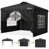 Sekey Pavillon 300 x 300 cm mit Seitenteile Faltpavillon Gartenpavillon Winterfest, mit 4 Seitenteilen, (inkl. 4 Seitenteile), Partyzelt höhenverstellbarer, Gartenpavillon Pop Up Partyzelt