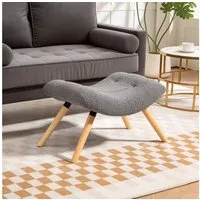HOMCOM Fußhocker mit Berberfleece-Stoff, bis 120 kg belastbar (Sitzhocker, 1 St., Polsterhocker), für Wohnzimmer, Schlafzimmer, 67 x 45 x 38 cm, Dunkelgrau
