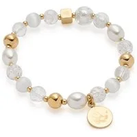 LEONARDO Edelstahlarmband gold Hope, mit Cat´s Eye, Glasperle, Perle (imitiert)