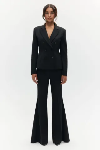 BENU Damen Schwarzer Zweireihiger Blazer