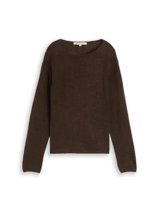 Denim Tom Tailor - Strickpullover mit Alpaka-Anteil cool dark brown melange - Gr. - XL