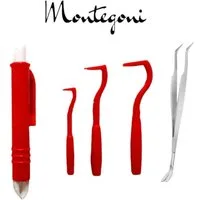 Montegoni Zeckenpinzette Edelstahl Kunststoff Zeckenentferner, Profi Zeckenhaken 5 Set, Zeckenzange Zeckenpinzette Zeckenhaken Zeckenhebel, Zeckenentfernung fur Mensch und Tier