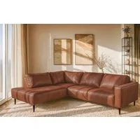 OTTO home Ecksofa Fumone, Lederoptik oder Soft-Touch Chenille, Breite 260, mit schwarzen Massivholzfüßen
