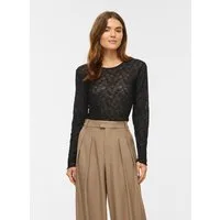 Vila Spitzenshirt VIFAY O-NECK L/S TOP - NOOS Materialmix, enger Schnitt