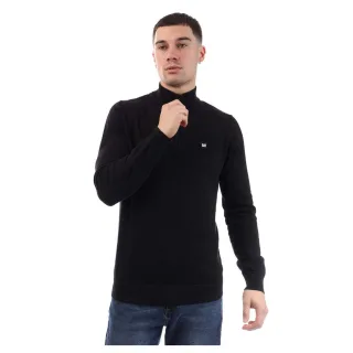 Weekend Offender - "Paraguay" Pullover für Herren, mit kurzem Reißverschluss, Jerseyware (Schwarz)