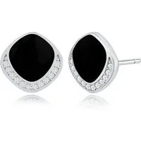 DANIEL CLIFFORD Paar Ohrstecker 'Pam' Damen Ohrstecker Silber 925 Zirkonia Kristall schwarz (inkl. Verpackung), silberne Ohrringe Sterlingsilber mit schwarzem Kristall
