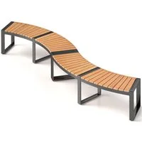 COSTWAY Gartenbank (2-St), ohne Rückenlehne, wetterfest, 2-3 Sitzer, 360kg, Akazienholz
