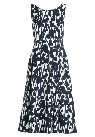 Vera Mont - Cocktailkleid weiß/dunkelblau - Gr. - 36