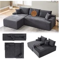 Juskys Ecksofa Coredo, Ecksofa, mit Rücken- & Dekokissen, Cordbezug, Modular platzierbar