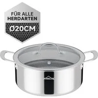HOMELUX Suppentopf Edelstahl Kochtopf,Wabenstruktur Suppentopf Induktion,Backofengeeignet, Edelstahl (1 x 20cm 2,3L Edelstahl Kochtopf), Induktion