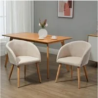 HOMCOM Esszimmerstuhl Polsterstühle mit Holzbeinen (Küchenstuhl, 2 St), für Esszimmer, Wohnzimmer, Beige