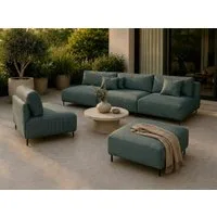 A&J MöbelLand GmbH Gartenlounge-Set Outdoor Lounge Set SUN – Sofa, Sessel und Hocker, (Outdoor Lounge Set für Garten und Terrasse, 3-teiliges modernes Garten Lounge Set), Wetterfestes Lounge Set für Garten und Terrasse
