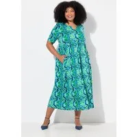 Ulla Popken Maxikleid Maxikleid Zipper A-Linie Tunika-Ausschnitt Halbarm