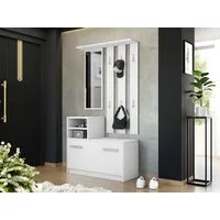 MIRJAN24 Garderoben-Set Kolom, mit 6 Kleiderhaken, Spiegel, Schuhschrank, Wandgarderobe
