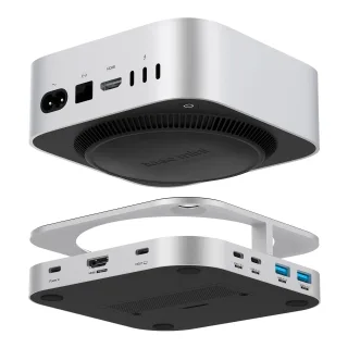 YICOSUN 10-in-1 USB-C Hub Docking Station for MacMini M4 Support 4K60Hz M.2 NVMe/SATA SSD USB3.2 10Gbps 3.5MM SD&TF Alum