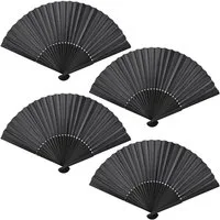 FOUORTUNATE-BEE Handfächer 4 Stück Schwarz Bambus Fächer Handfächer, (für Hochzeiten, Leistung, Tanz, Haus Dekorationen, Party, Sommer Geschenk, 4-tlg)