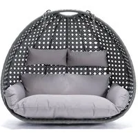 HOME DELUXE Hängesessel Polyrattan Hängesessel TWIN - Korb + Kissen (Set, 2-St., Korb und Kissen), gefederte Aufhängung