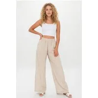 Kendindza Collection Leinenhose Sommerhose Damen leicht Locker weite Leinenhose Sommer Hose lang 100% Leinen, elastischer Gummibund, weites Bein Palazzo-Schnitt