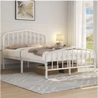 Yaheetech Metallbett 90-160cm (B), Bettrahmen Vintage Bettgestell mit kronenförmigem Kopfteil