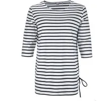 modAS Rundhalsshirt 25703 Damen Long-Shirt 1/2-Arm Streifen Maritim mit modischer Schnürung