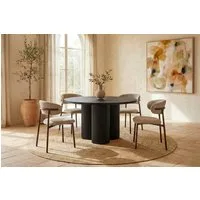 riess-ambiente Esstisch BABYLON 120cm schwarz - Eiche-Echtholzfurnier, MDF, Säulenfüße, rund (Einzelartikel, 1-St), Moderner Wohnzimmertisch mit dunklem Finish - Platz für vier Personen