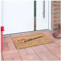 Andiamo Fußmatte Kokos Willkommen, rechteckig, Höhe: 17 mm, Schmutzfangmatte, mit Spruch, rutschhemmend, In- und Outdoor geeignet