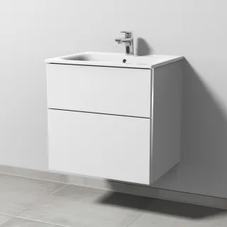 Sanipa 3way Waschtischunterbau zu Geberit Renova Plan Slim Waschtisch mit 2 Auszügen, Weiß-Soft BR68643