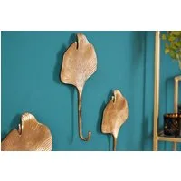 riess-ambiente Wandgarderobe GINKGO 30cm gold (Set, 3 St., 3x Deko-Kleiderhaken), Flur · Metall · Blatt · Wanddekoration · Kleiderhaken · Boho
