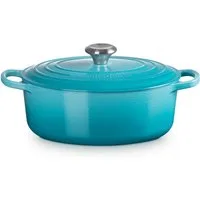 LE CREUSET Bräter Gusseisen-Bräter mit Deckel, Oval, Gusseisen, Ø 27 cm, Karibik, 21178271702430
