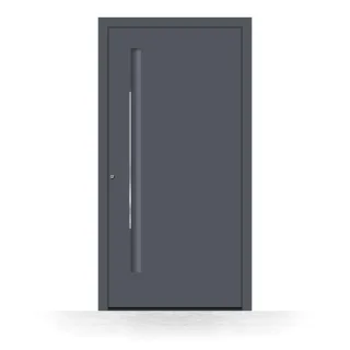 Haustür Aluminium, Anthrazit RAL 7016, 70x205 cm, 3-fach Hakenverriegelung, Schüco-Profil, Modell Bonn, individuell konfigurieren