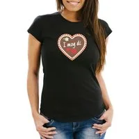 MoonWorks Print-Shirt Damen T-Shirt Lebkuchen Herz Frauen I mog di Spatzl Moonworks® mit Print