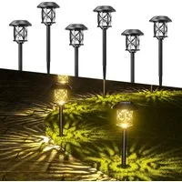 Quntis Gartenleuchte solar lampen für außen mit Erdspieß, gartenbeleuchtung für Terasse, LED fest integriert, Warmweiß, mit Gartenstrahler für Weihnachten Deko