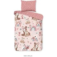 good morning Bettwäsche Bettwäsche 100x135 + 1 x 40x60 cm Renforcé Bibi Bambi Hirsch rosa, Renforcé, 2 teilig, 1 x Bettbezug 100 x 135 cm + 1 x Kissenbezug 40 x 60 cm rosa