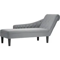 vidaXL Chaiselongue Chaiselongue mit Kissen und Rechter Armlehne Hellgrau Stoff, 1 Teile