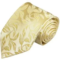 Paul Malone Krawatte Herren Hochzeitskrawatte floral - Mikrofaser - Bräutigam Schmal (6cm), creme gold V15