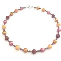 traumschmuck Perlenkette 244b Halskette Glasperlen cognac topas rost Hämatit silber Strass (Geschenk, Muttertag, Weihnachten, Geburtstag, Valentinstag, incl. Schmuckbox), handgefertigt, Made in Germany